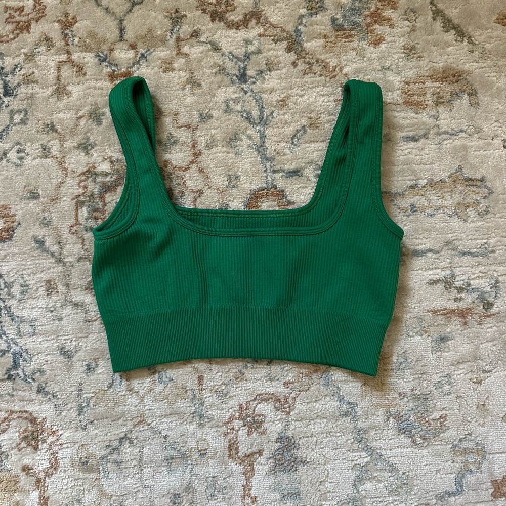 Green Ribbed Bra Top - Picture 2 of 2